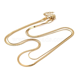 304 Stainless Steel Double Layer Round Snake Chain & Herringbone Chain Necklaces for Women, Real 18K Gold Plated, 16.73 inch(42.5cm)(NJEW-G140-16A-G)