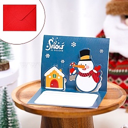 Christmas Paper Congratulation Card, Memorial Stamp Card, with Envelope, Rectangle, Snowman, 159x100x0.5mm(DIY-B080-05)