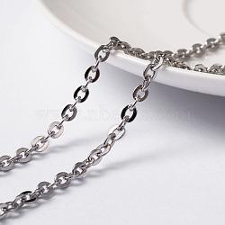 Tarnish Resistant 304 Stainless Steel Cable Chains, Unwelded, with Spool, Stainless Steel Color, 4x3x0.8mm, about 32.8 Feet(10m)/roll(CHS-H007-44P)