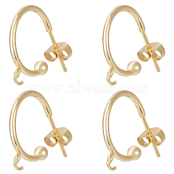 20Pcs 304 Stainless Steel Ring Stud Earring Findings, Half Hoop Earrings Findings with Loops, with 20Pcs Friction Ear Nuts, Real 24K Gold Plated, 19x16x3mm, Pin: 0.8mm(STAS-BBC0004-70A-G)