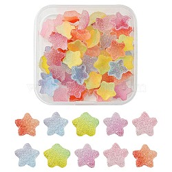 50Pcs Opaque Resin Cabochons, Druzy Star, Mixed Color, 10.5x11x4~4.5mm(RESI-FS0001-57)