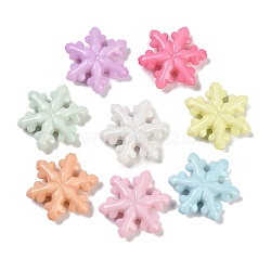 Opaque Acrylic Beads, Snowflake, Mixed Color, 30.5x8mm, Hole: 1.6mm(SACR-U003-01)