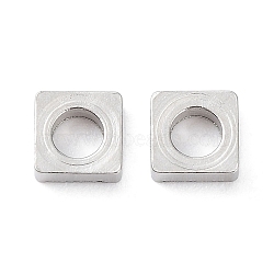 304 Stainless Steel Beads, Square, Stainless Steel Color, 4x4x1mm, Hole: 2mm(STAS-P327-11P)