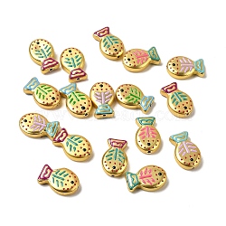 Baking Paint Glass Enamel Beads, Fish, Mixed Color, 20x13x5.5mm, Hole: 1.4mm(GLAA-B035-01)