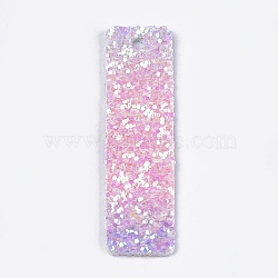 PU Leather Big Pendants, with Sequins, Rectangle, Colorful, 60x15x2mm, Hole: 3mm(X-FIND-S299-31B)