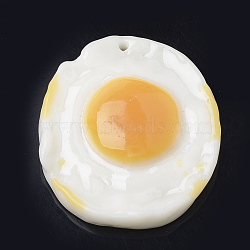 Resin Pendants, Fried Egg/Poached Egg, Orange, 47.5x40x8.5mm, Hole: 1.5mm(X-RESI-S356-38)