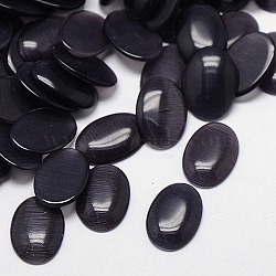 Cat Eye Cabochons, Oval, Black, 18x13x2.5~3.5mm(CE-J005-13x18mm-33)