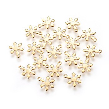 304 Stainless Steel Charms, Snowflake, Golden, 9x12x1mm, Hole: 1.4mm
