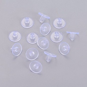 Silicone Ear Nuts, Bullet Clutch Earring Backs with Pad, for Stablizing Heavy Post Earrings, Clear, 6x9mm, Hole: 0.8mm, about 416pcs/50g