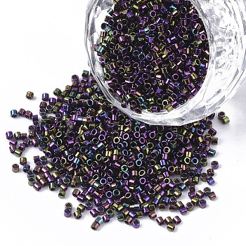 11/0 Grade A Glass Seed Beads, Cylinder, Uniform Seed Bead Size, Metallic Colours, Colorful, 1.5x1mm, Hole: 0.5mm, about 20000pcs/bag