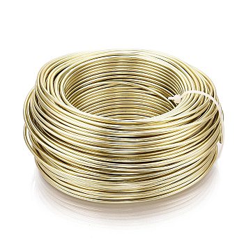 Round Aluminum Wire, Bendable Metal Craft Wire, Flexible Craft Wire, for Beading Jewelry Doll Craft Making, Light Gold, 18 Gauge, 1.0mm, 200m/500g(656.1 Feet/500g)