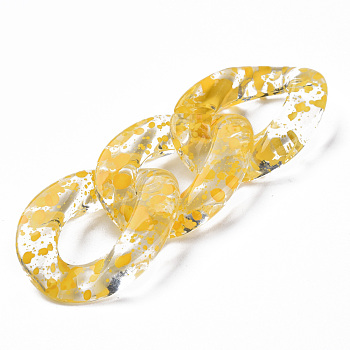 Transparent Acrylic Linking Rings, Quick Link Connectors, for Curb Chains Making, Twist Oval, Gold, 39x29x7.5mm, Inner Diameter: 12x22mm