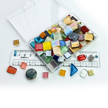 Mixed Shapes Glass Cabochons, Mosaic Tiles, for DIY Mosaic Art Crafts, Mixed Color, 15x10x4mm