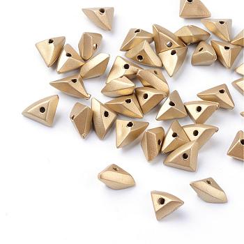 Plating Opaque Acrylic Beads, Triangle, Gold, 10~11x7x5mm, Hole: 1mm, about 3090pcs/500g