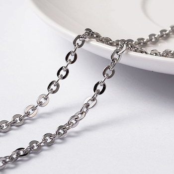 304 Stainless Steel Cable Chains, Unwelded, with Spool, Stainless Steel Color, 4x3x0.8mm, about 32.8 Feet(10m)/roll