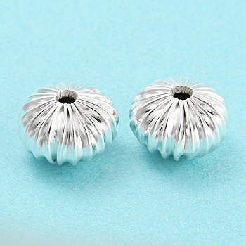 Brass Beads, Cadmium Free & Lead Free, Rondelle, 925 Sterling Silver Plated, 12x8mm, Hole: 2.3mm