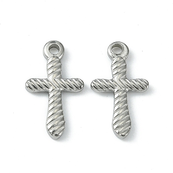 304 Stainless Steel Pendants, Cross Charms, Stainless Steel Color, 20x11.5x2mm, Hole: 2mm