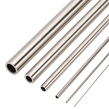BENECREAT 6Pcs 6 Styles 304 Stainless Steel Tubes, Round, Stainless Steel Color, 30x0.05~0.8cm, Inner Diameter: 0.02~0.6cm, 1pc/style