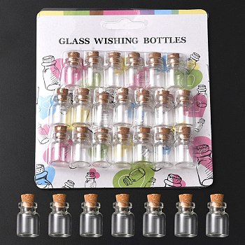 20Pcs Mini Cute Small Glass Jar Glass Bottles, Decorative Storage Pendants, Wishing Bottle, with Cork Stopper, Clear, 2.2x1.5cm, Capacity: 5ml(0.17fl. oz)