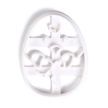 Easter Theme Plastic Mold, Cookie Cutters, Cookies Moulds, DIY Biscuit Baking Tool, Egg with Chicken, White, 80x63x10mm