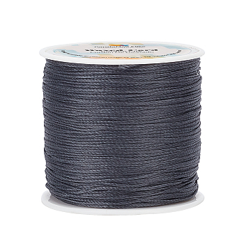 Elite 1 Roll Round Waxed Polyester Cords, Twisted Cord, Dark Gray, 0.5mm, about 115.92 yards(106m)/roll