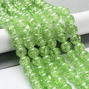 Spray Painted Crackle Glass Beads Strands, Round, Pale Green, 10mm, Hole: 1.3~1.6mm, about 80pcs/strand, 31.4 inch