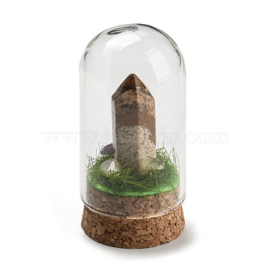 Gemstone Bullet Display Decoration with Glass Dome Cloche Cover(DJEW-B009-02)-2