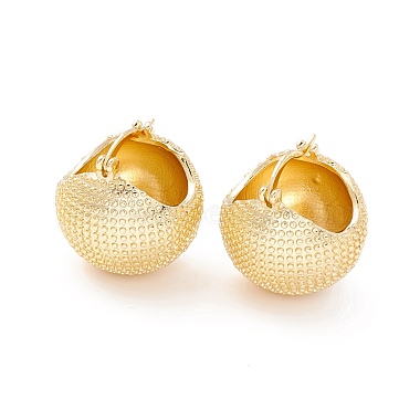 Textured Ball Brass Huggie Hoop Earrings for Women(EJEW-A064-12G-RS)-2