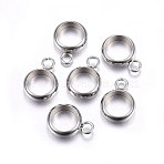 Tarnish Resistant 201 Stainless Steel Tube Bails, Loop Bails, Ring, Stainless Steel Color, 11x8x2.5mm, Hole: 2mm, Inner Diameter: 6mm(STAS-O107-15P)