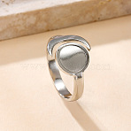 304 Stainless Steel Cuff Rings, Stainless Steel Color, Flat Round, Inner Diameter: Adjustable(FS-WG8D32D-05)