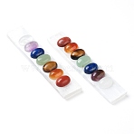 Chakra Natural Selenite Display Decorations, with Natural Gemstone Oval Cabochons, Rectangle, 111x23x6.5~13mm(G-G973-10)