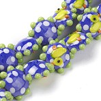 Handmade Lampwork Beads, Flower, Duck, Bumpy, Blue, 21x19x10mm, Hole: 2mm(X1-LAMP-J092-01D)