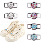 Alloy & Resin Shoelace Charms, for Shoe Decoration Accessories, Rectangle with Nebula Pattern, Mixed Color, 6pcs/set, 16x30x4.5mm, Hole: 7x5mm(FIND-CP0002-94D)