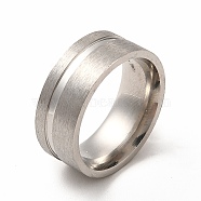 201 Stainless Steel Grooved Finger Ring Settings, Ring Core Blank, for Inlay Ring Jewelry Making, Stainless Steel Color, Inner Diameter: 17mm, Groove: 1.2mm(STAS-P323-06P)
