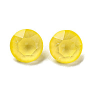 Glass Rhinestone Cabochons, Point Back & Back Plated, Faceted, Round, Jonquil, 8x6mm(RGLA-G021-06A-213DE)