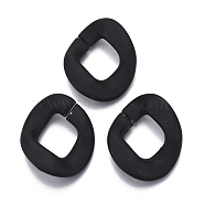 Spray Painted CCB Plastic Linking Rings, Quick Link Connectors, For Jewelry Curb Chains Making, Twist, Black, 48.5x40.5x10mm, Inner Diameter: 22x25mm(CCB-R104-01C-01)