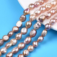 Natural Cultured Freshwater Pearl Beads Strands, Oval, Thistle, 8.5~12.5x8~10x6.5~8mm, Hole: 0.7mm, about 32~38pcs/strand, 13.39 inch(34cm)(PEAR-N014-08C)