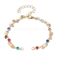 Glass Beaded Link Chain Bracelet Making, with Eye Charm & Lobster Claw Clasps, Fit for Connector Charms, Colorful, 6-3/8 inch(16.2cm)(AJEW-JB01150-32)