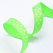 Polka Dot Ribbon Grosgrain Ribbon, Green, four points on an oblique line, about 3/8 inch(10mm) wide, 50yards/roll(45.72m/roll)(RC10mm-52)