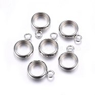 201 Stainless Steel Tube Bails, Loop Bails, Ring, Stainless Steel Color, 11x8x2.5mm, Hole: 2mm, Inner Diameter: 6mm(STAS-O107-15P)