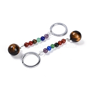 Gemstone Keychain, with Iron Rings, 95~96mm(G-H076-01P-12)