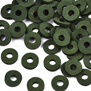 Handmade Polymer Clay Beads, for DIY Jewelry Crafts Supplies, Disc/Flat Round, Heishi Beads, Dark Green, 8x1mm, Hole: 2mm, about 13000pcs/1000g(CLAY-Q251-8.0mm-81)