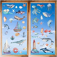 8 Sheets 8 Styles PVC Waterproof Wall Stickers, Self-Adhesive Decals, for Window or Stairway Home Decoration, Marine Animal, 200x145mm, 1 sheet/style(DIY-WH0345-212)