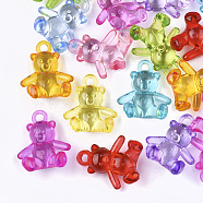 Transparent Acrylic Pendants, Bear, Mixed Color, 25x22x13mm, Hole: 2mm, about 325pcs/500g(TACR-S133-110)