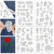 4 Sheets 11.6x8.2 Inch Stick and Stitch Embroidery Patterns, Non-woven Fabrics Water Soluble Embroidery Stabilizers, Flower, 297x210mmm(DIY-WH0455-005)