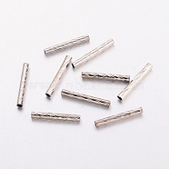 Brass Tube Beads, Straight, Nickel Free, Platinum Color, Size: about 2mm in diameter,15mm long, hole: 1mm(X-EC057S2x15mm-NF)