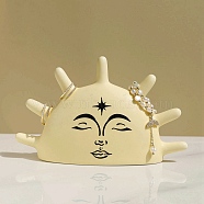 Sun Porcelain Ring Display Stands, Decorative Jewelry Holder for Rings, Pale Goldenrod, 16.5x4.9x10cm(ODIS-NH0001-01A)