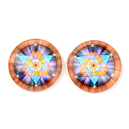 Glass Cabochons, Half Round/Dome, Kaleidoscope Pattern, Salmon, 12x4mm(X-GGLA-L012-12mm-04)