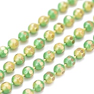 Electroplated Brass Faceted Ball Chains, Round, with Spool, Soldered, Green Yellow, 1.5mm, about 164.04 Feet(50m)/roll(KK-G358-B03)