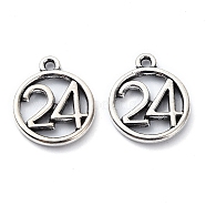 Tibetan Style Alloy Pendant, Lead Free & Cadmium Free, Number, Antique Silver, 16x13.5x2mm, Hole: 1.5mm, 926pcs/1000g(TIBE-H142-21AS-02)